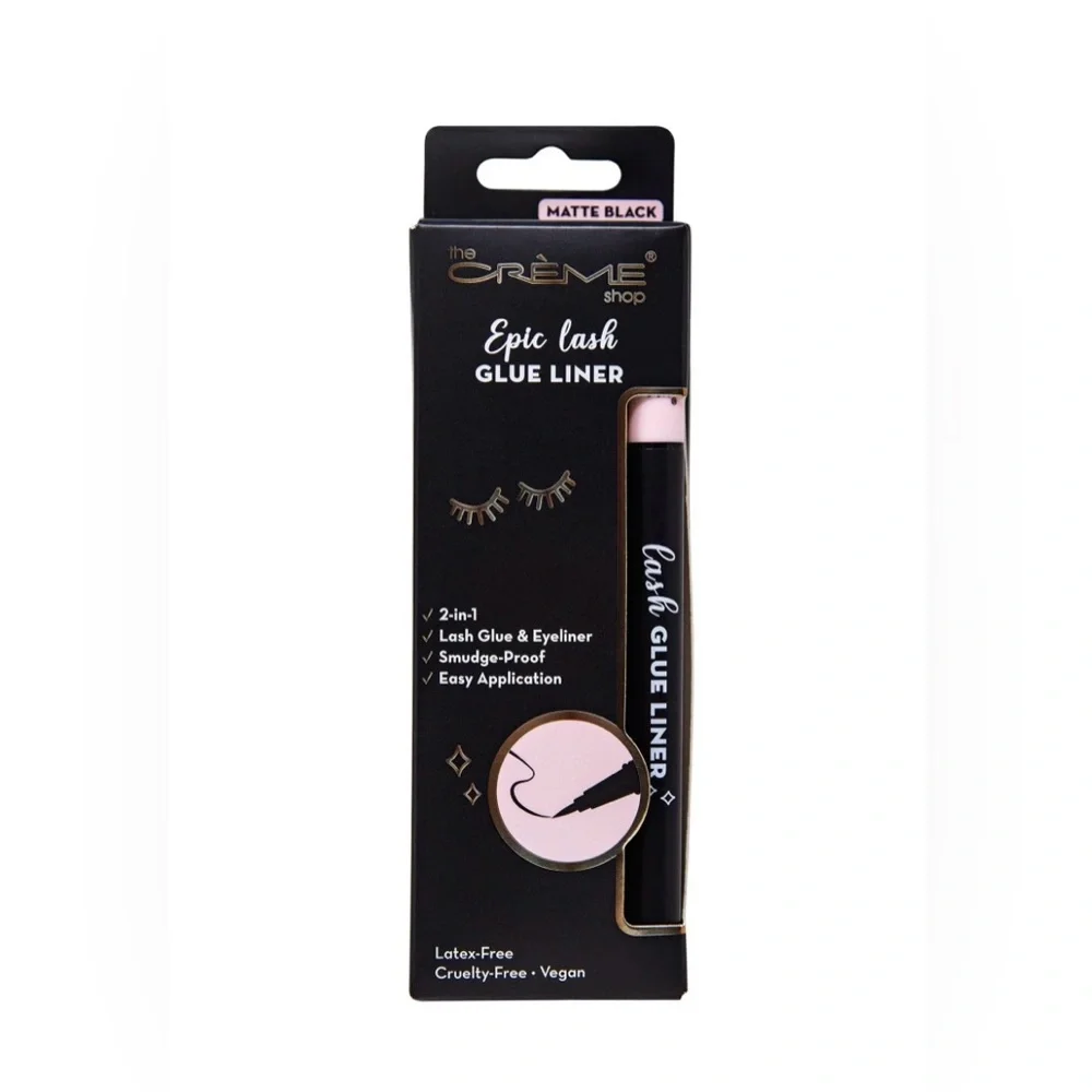 The crème shop 2-in-1 epic lash glue & liner in matte black. New in box.